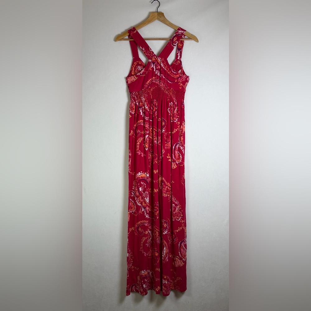 Express Women’s Y2K Boho Paisley Maxi Dress Smocked Stretch 2000s Sz XS - Picture 10 of 10